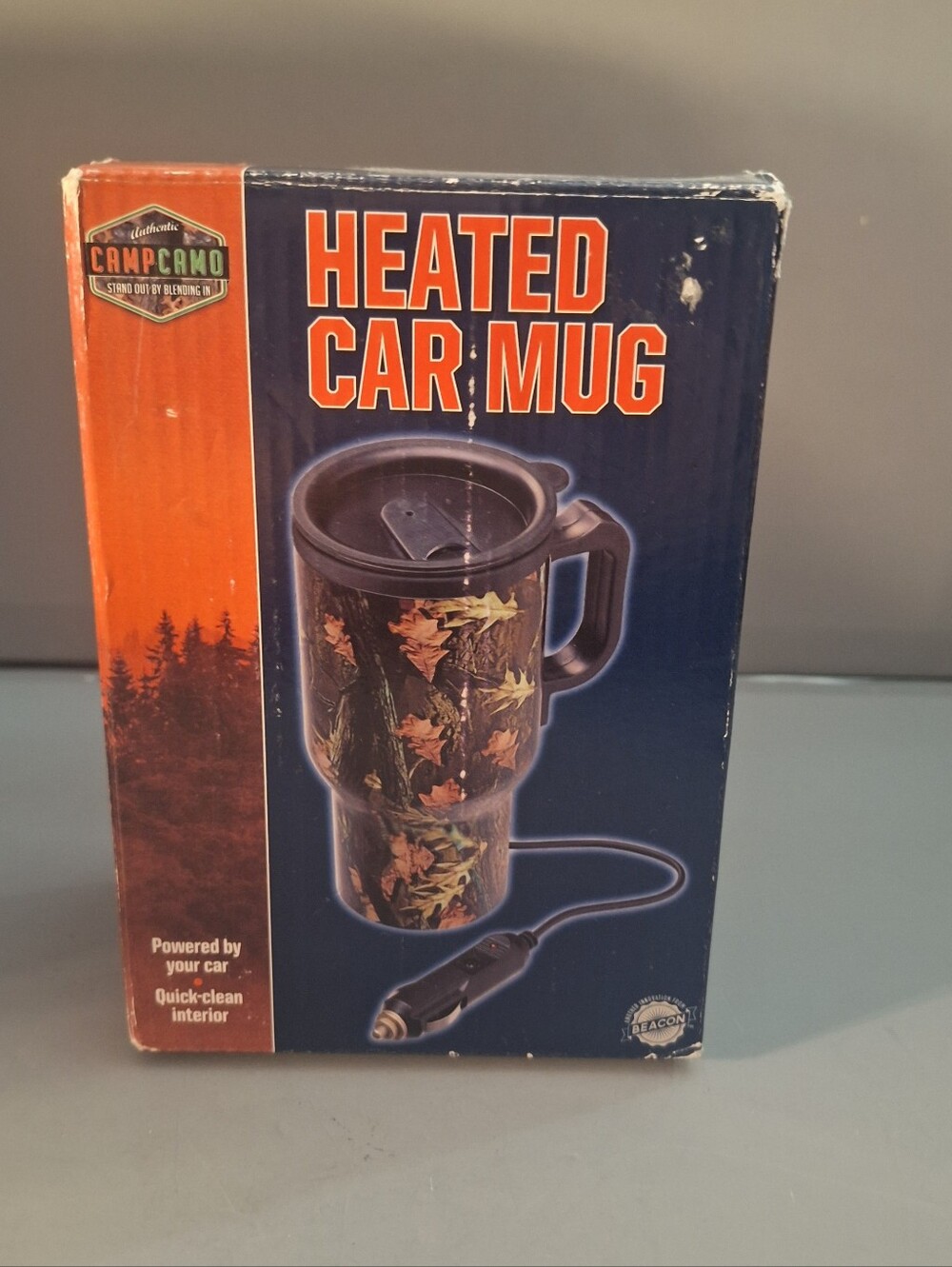 Camp Camo Heated Car Mug is a convenient and stylish